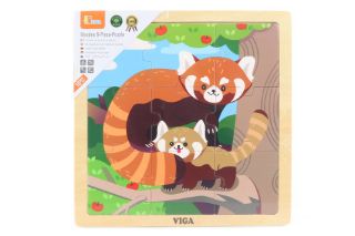 Obrázek z Dřevěné puzzle 9 dílků - panda červená 